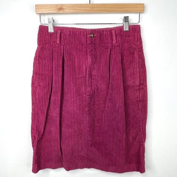 Vintage Lord & Taylor Young Americans Raspberry Corduroy Skirt Small - Picture 1 of 13
